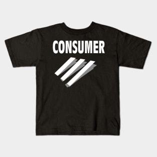 CONSUMER high impact thick capitalism consumption font text Kids T-Shirt